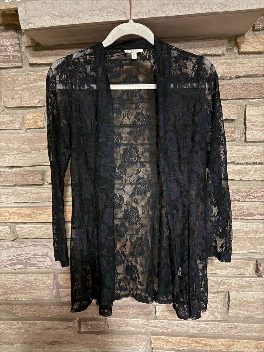 Black Sheer Floral Lace Cardigan